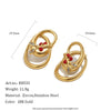 Women’s Geometric Cherry Bow Earrings In Stainless Steel With Pvd Vacuum Gold Plated Finish