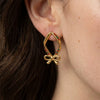 Women’s Geometric Cherry Bow Earrings In Stainless Steel With Pvd Vacuum Gold Plated Finish