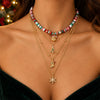 Women's Geometric Christmas Pendant Necklace In Stainless Steel With Vacuum Gold Plating And Lobster Clasp