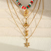 Women's Geometric Christmas Pendant Necklace In Stainless Steel With Vacuum Gold Plating And Lobster Clasp
