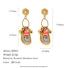 Women's Geometric Christmas Tree And Snowman Stainless Steel Vacuum Goldplated Earrings