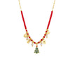 Women's Geometric Christmas Tree Pendant Necklace With Enamel Finish And Zircon Accents Stainless Steel Electroplated Jewelry
