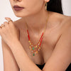 Women's Geometric Christmas Tree Pendant Necklace With Enamel Finish And Zircon Accents Stainless Steel Electroplated Jewelry