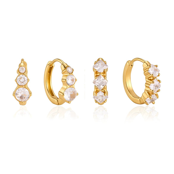 Women's Geometric Circle Earrings With Zircon Accents Stainless Steel Pierced Earrings With Colorfast Plated Finish