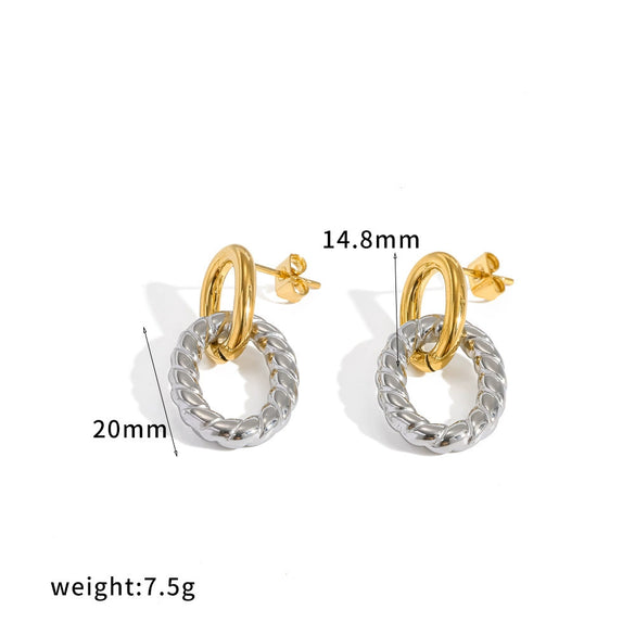 Women's Geometric Circle Hoop Earrings In Stainless Steel With 18K Gold Finish Vacuum Electroplated Non Fading High End Style