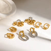 Women's Geometric Circle Hoop Earrings In Stainless Steel With 18K Gold Finish Vacuum Electroplated Non Fading High End Style