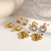 Women's Geometric Circle Hoop Earrings In Stainless Steel With 18K Gold Finish Vacuum Electroplated Non Fading High End Style