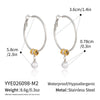 Women's Geometric Circle Imitation Pearl Drop Earrings With Stainless Steel Posts And Vacuum Gold Plating Minimalist Jewelry