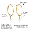 Women's Geometric Circle Imitation Pearl Drop Earrings With Stainless Steel Posts And Vacuum Gold Plating Minimalist Jewelry