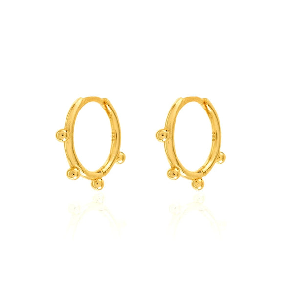 Women's Geometric Circle Small Bead Hoop Earrings With Silver Needle And Copper Electroplated Simple Fashion Ear Buckle Design