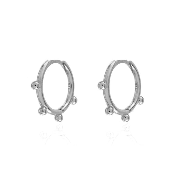 Women's Geometric Circle Small Bead Hoop Earrings With Silver Needle And Copper Electroplated Simple Fashion Ear Buckle Design