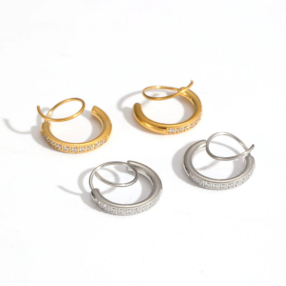 Women's Geometric Circle Stainless Steel Electroplated Earrings