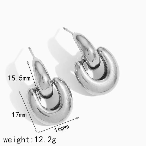 Women's Geometric Circle Stainless Steel 18K Goldplated Earrings