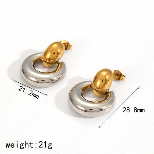 Women's Geometric Circle Stainless Steel 18K Goldplated Earrings