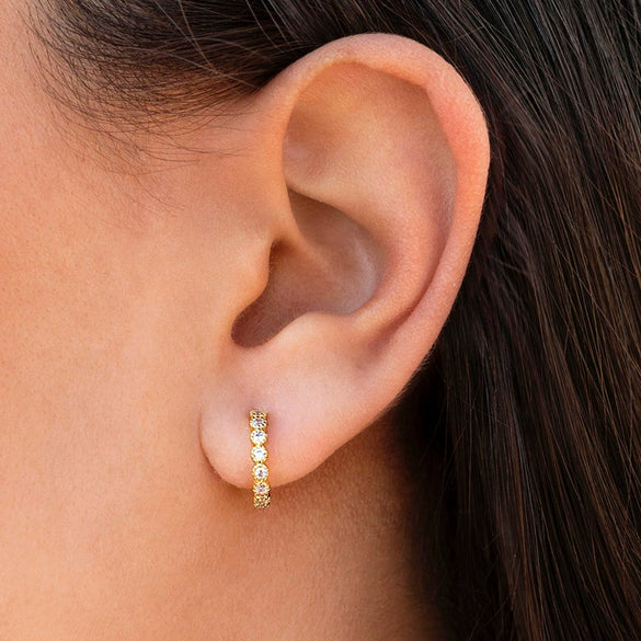 Women's Geometric Circle Zircon Earrings With Silver Needle And Copper Electroplated Trendy Light Luxury Ear Jewelry