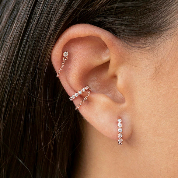 Women's Geometric Circle Zircon Earrings With Silver Needle And Copper Electroplated Trendy Light Luxury Ear Jewelry