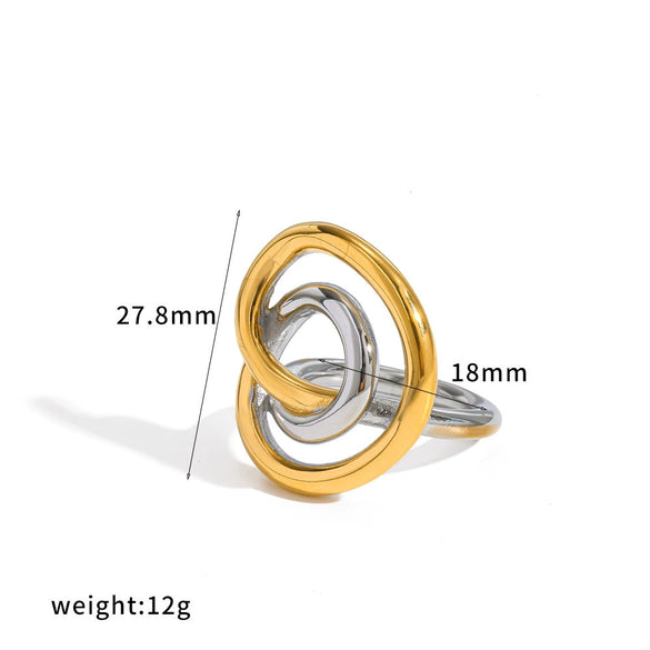 Women's Geometric Circular Stainless Steel Earrings With Pvd Vacuum Gold Plated Finish Fashion Minimalist Hoop Style