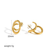 Women's Geometric Circular Stainless Steel Earrings With Pvd Vacuum Gold Plated Finish Fashion Minimalist Hoop Style