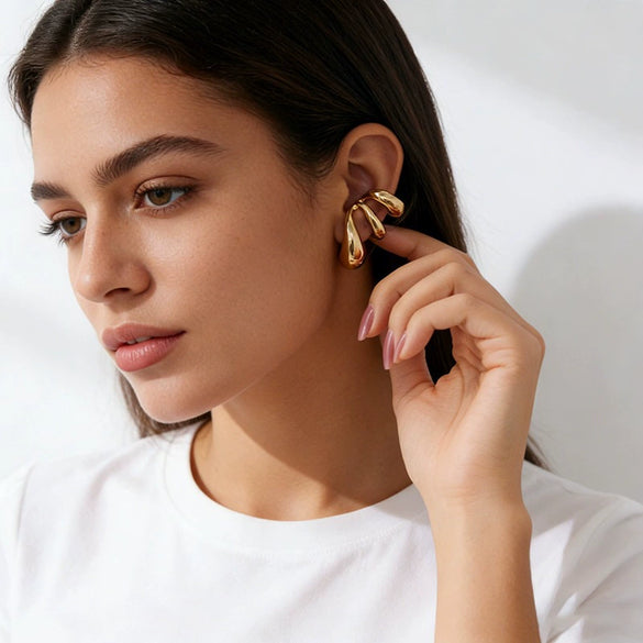 Women's Geometric Circular Stud Earrings Zinc Alloy Floral Pattern With Glossy Electroplated Finish