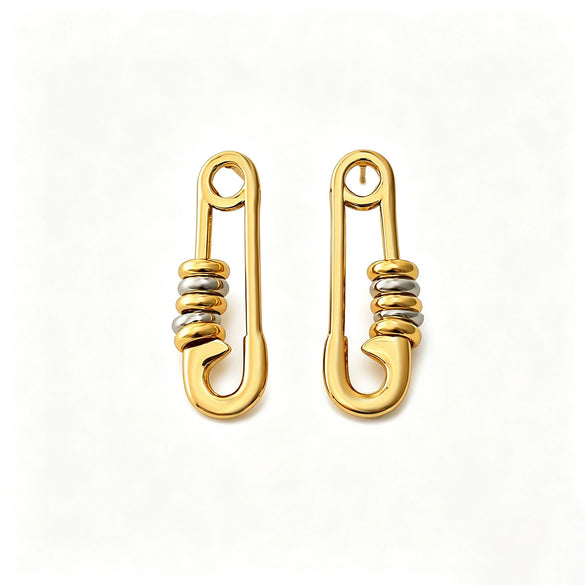 Women's Geometric Colorblock Beaded Stainless Steel Earrings With Electroplated Finish