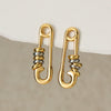 Women's Geometric Colorblock Beaded Stainless Steel Earrings With Electroplated Finish