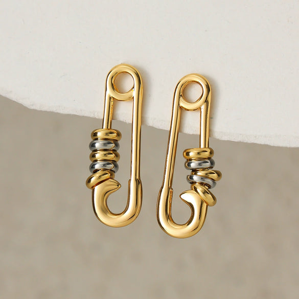 Women's Geometric Colorblock Beaded Stainless Steel Earrings With Electroplated Finish