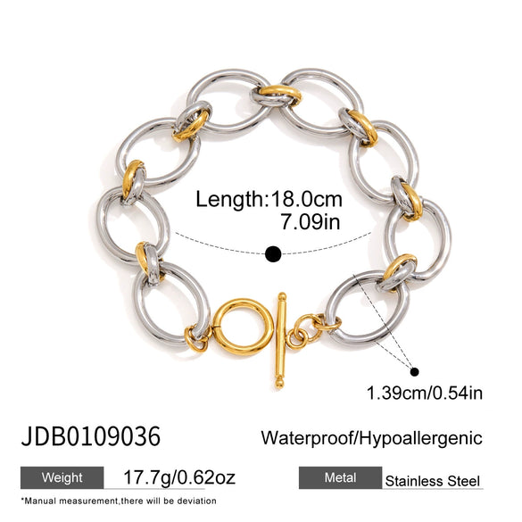 Women's Geometric Colorblocked Stainless Steel Bracelet With Plated Finish Hypoallergenic Jewelry