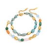 Women's Geometric Colored Natural Stone Beaded Jewelry Set With Titanium Steel Necklace And Plated Stainless Steel Bracelets