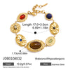 Women's Geometric Colored Natural Stone Bracelet In Hypoallergenic Stainless Steel With Gold Tone Plated Finish