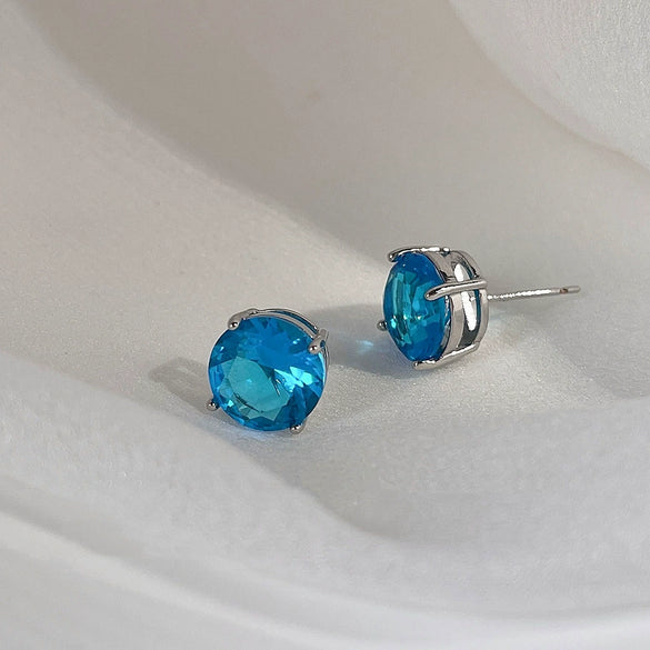 Women's Geometric Colored Zircon Copper Earrings Natural Style Fashion Jewelry Wholesale