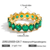 Women's Geometric Colored Zircon Stainless Steel Ring With Pvd Vacuum Gold Plating Hypoallergenic Jewelry