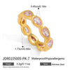 Women's Geometric Colored Zircon Stainless Steel Ring With Pvd Vacuum Gold Plating Hypoallergenic Jewelry