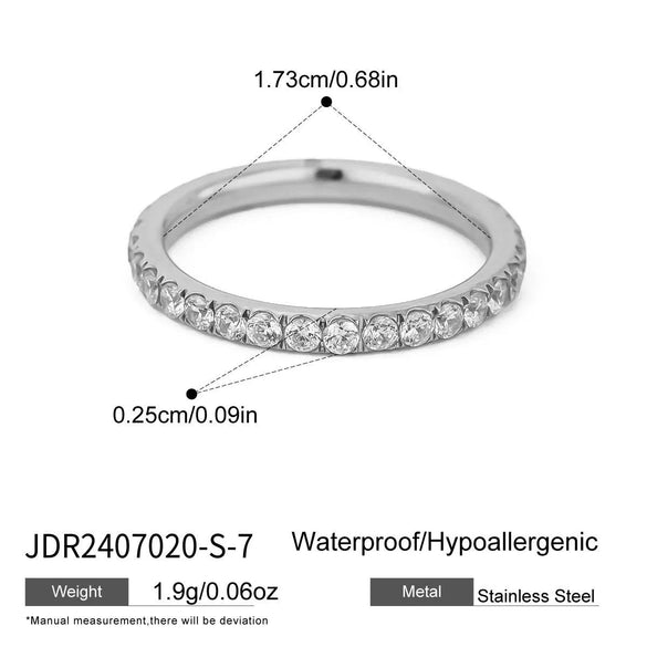 Women's Geometric Colored Zircon Stainless Steel Ring With Pvd Vacuum Gold Plating Hypoallergenic Jewelry