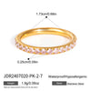 Women's Geometric Colored Zircon Stainless Steel Ring With Pvd Vacuum Gold Plating Hypoallergenic Jewelry