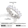 Women's Geometric Colored Zircon Stainless Steel Ring With Pvd Vacuum Gold Plating Hypoallergenic Jewelry