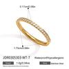 Women's Geometric Colored Zircon Stainless Steel Ring With Pvd Vacuum Gold Plating Hypoallergenic Jewelry