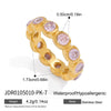 Women's Geometric Colored Zircon Stainless Steel Ring With Pvd Vacuum Gold Plating Hypoallergenic Jewelry