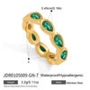 Women's Geometric Colored Zircon Stainless Steel Ring With Pvd Vacuum Gold Plating Hypoallergenic Jewelry
