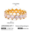 Women's Geometric Colored Zircon Stainless Steel Ring With Pvd Vacuum Gold Plating Hypoallergenic Jewelry