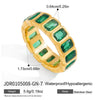 Women's Geometric Colored Zircon Stainless Steel Ring With Pvd Vacuum Gold Plating Hypoallergenic Jewelry
