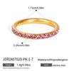 Women's Geometric Colored Zircon Stainless Steel Ring With Pvd Vacuum Gold Plating Hypoallergenic Jewelry