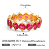 Women's Geometric Colored Zircon Stainless Steel Ring With Pvd Vacuum Gold Plating Hypoallergenic Jewelry