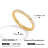 Women's Geometric Colored Zircon Stainless Steel Ring With Pvd Vacuum Gold Plating Hypoallergenic Jewelry