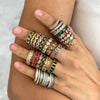 Women's Geometric Colored Zircon Stainless Steel Ring With Pvd Vacuum Gold Plating Hypoallergenic Jewelry