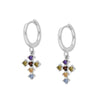 Women's Geometric Colorful Copper Earrings With Silver Needle Cross Design Electroplated Diamond Inlay Simple Light Luxury Ear Buckle