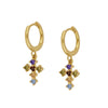 Women's Geometric Colorful Copper Earrings With Silver Needle Cross Design Electroplated Diamond Inlay Simple Light Luxury Ear Buckle