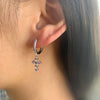 Women's Geometric Colorful Copper Earrings With Silver Needle Cross Design Electroplated Diamond Inlay Simple Light Luxury Ear Buckle