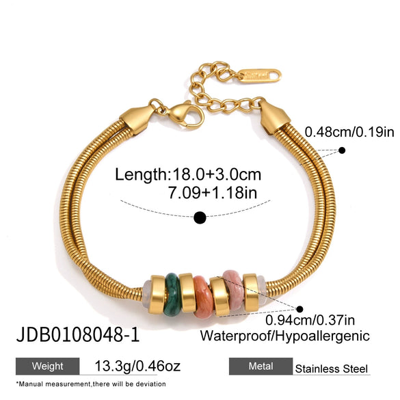 Women's Geometric Colorful Oil Drop Bead Bracelet Plated Stainless Steel Hypoallergenic Jewelry