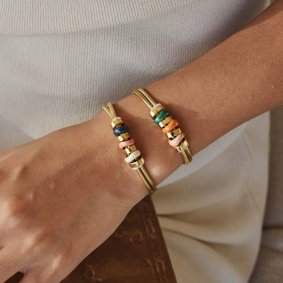 Women's Geometric Colorful Oil Drop Bead Bracelet Plated Stainless Steel Hypoallergenic Jewelry