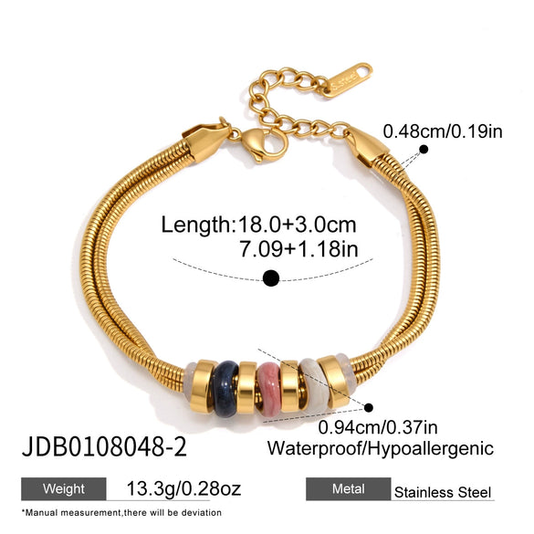 Women's Geometric Colorful Oil Drop Bead Bracelet Plated Stainless Steel Hypoallergenic Jewelry